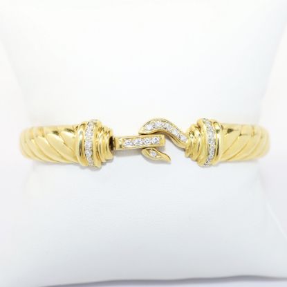 Picture of 18k Yellow Gold & Diamond Hinged Bangle Bracelet