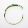 Picture of La Triomphe 14k Yellow Gold, Green Enameled Hinged Bangle with .50ct Diamonds