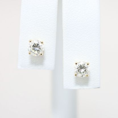 Picture of 14k Yellow Gold & .80ct Diamond Solitaire Stud Earrings