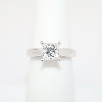 Picture of 14k White Gold & Square, Modified Brilliant Cut Solitaire Diamond Engagement Ring