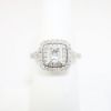 Picture of 14K White Gold, Square Brilliant Cut & Diamond Cluster Accent Engagement Ring