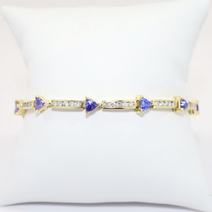 Picture of 14k Yellow Gold, Tanzanite & Diamond Cluster Bracelet