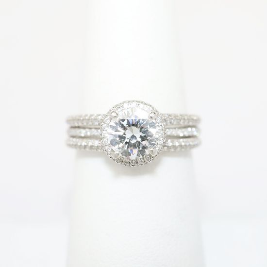 Picture of Platinum, Round Brilliant Cut & Pave Set Diamond Engagement Ring