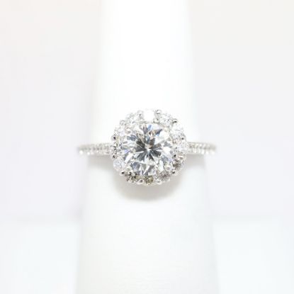 Picture of 14k White Gold & Round Brilliant Cut Diamond with Halo Engagement Ring
