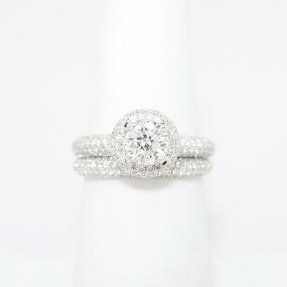 Picture of 18k White Gold, Round Brilliant Cut & Pave Set Diamond Two-Piece Bridal Ring Set