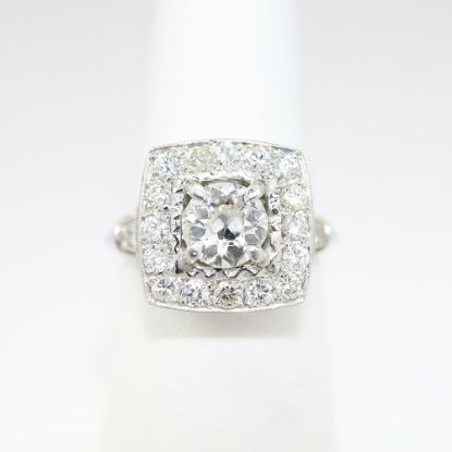 Picture of Platinum & Old European Round Cut Diamond Halo Engagement Ring