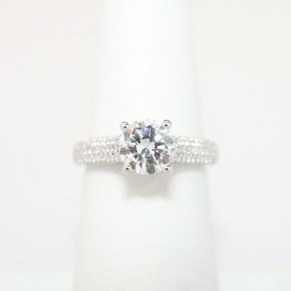 Picture of 14k White Gold, Round Brilliant Cut & Pave Set Diamond Engagement Ring
