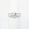 Picture of 14k White Gold, Round Brilliant Cut & Diamond Cluster Accented Engagement Ring