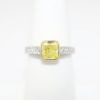 Picture of 18k Two-Tone Gold, Modified Square Cut Yellow Diamond Side Stone Engagement Ring