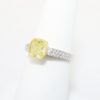 Picture of 18k Two-Tone Gold, Modified Square Cut Yellow Diamond Side Stone Engagement Ring