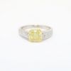 Picture of 18k Two-Tone Gold, Modified Square Cut Yellow Diamond Side Stone Engagement Ring