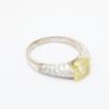 Picture of 18k Two-Tone Gold, Modified Square Cut Yellow Diamond Side Stone Engagement Ring