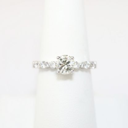 Picture of 14k White Gold, Round Brilliant Cut & Side Stone Accented Diamond Engagement Ring