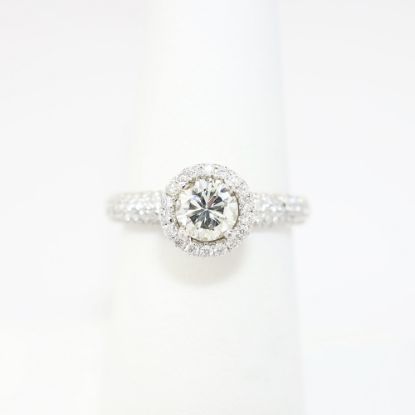 Picture of 18k White Gold & Round Brilliant Cut Diamond Halo Engagement Ring