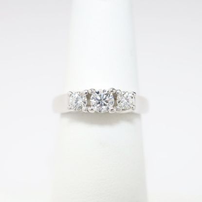 Picture of 14k White Gold & Three-Stone Round Brilliant Cut Diamond Engagement Ring