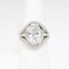 Picture of 18k White Gold & 3.00ct Oval Brilliant Cut Diamond Solitaire Engagement Ring with Diamond Cluster Accents