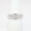 Picture of 14k White Gold, Round Brilliant Cut & Three-Row Pave Diamond Engagement Ring