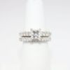 Picture of 14k White Gold, Square Modified Brilliant Cut & Diamond Cluster Accented Two-Piece Bridal Ring Set