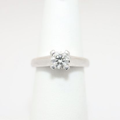 Picture of Platinum, Round Brilliant Cut & Diamond Cluster Accented Engagement Ring