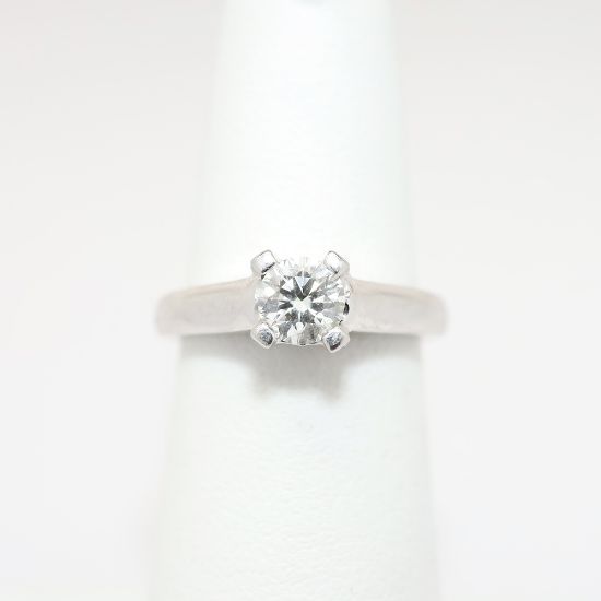 Picture of Platinum, Round Brilliant Cut & Diamond Cluster Accented Engagement Ring