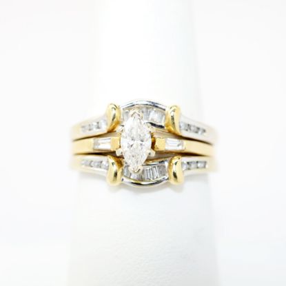 Picture of 14k Two-Tone Gold Marquise Cut Diamond Bridal Ring Set