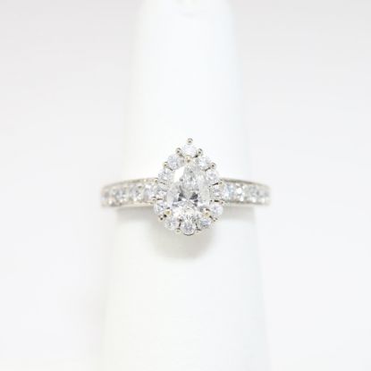 Picture of 14k White Gold, Pear Brilliant Cut Diamond Halo Engagement Ring