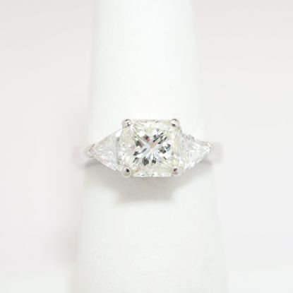 Picture of 18k White Gold, Square Modified Brilliant Cut & Diamond Cluster Accented Engagement Ring