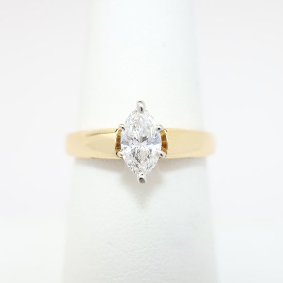 Picture of 14k Yellow Gold, Marquise Brilliant Cut Diamond Solitaire Engagement Ring
