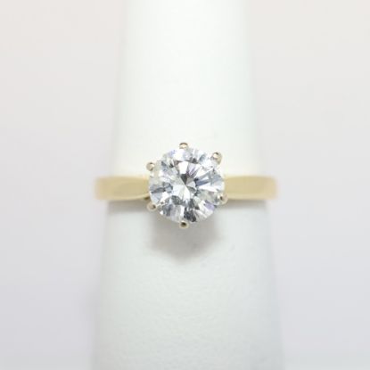 Picture of 14K Yellow Gold & Round Brilliant Cut Diamond Solitaire Engagement Ring