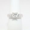Picture of 18k White Gold, Square Modified Brilliant Cut & Diamond Cluster Accented Engagement Ring