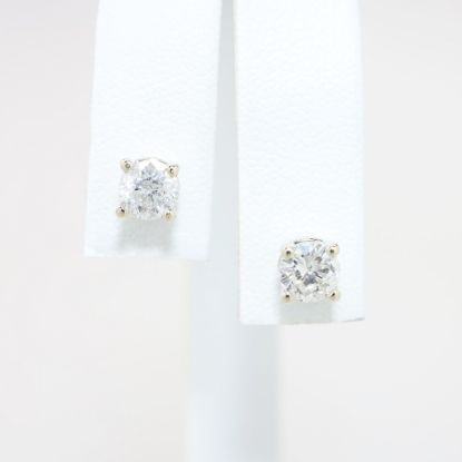 Picture of 14K White Gold & Diamond Solitaire Stud Earrings