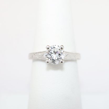 Picture of 14k White Gold & Round Brilliant Cut Diamond Solitaire Engagement Ring