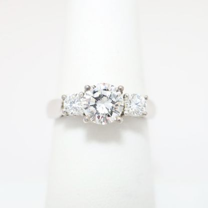 Picture of 14k White Gold & Round Brilliant Cut Three-Stone Diamond Engagement Ring