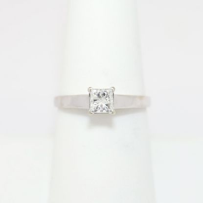 Picture of 14k White Gold, Modified Square Brilliant Cut Diamond Solitaire Engagement Ring