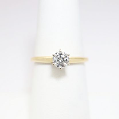 Picture of 14k Yellow Gold & Round Brilliant Cut Diamond Solitaire Engagement Ring