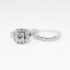 Picture of 14k White Gold, Round Brilliant Cut & Diamond Cluster Accented Two-Piece Bridal Ring Set