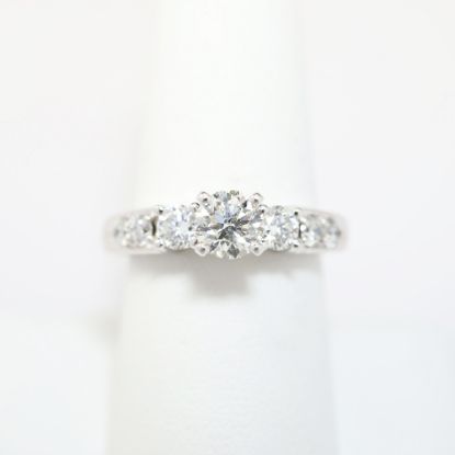 Picture of 14k White Gold, Round Brilliant Cut & Diamond Cluster Accented Engagement Ring