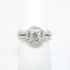 Picture of 14k White Gold, Round Brilliant Cut & Diamond Cluster Accented Two-Piece Bridal Ring Set