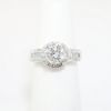 Picture of 14k White Gold, Round Brilliant Cut & Diamond Cluster Accented Engagement Ring