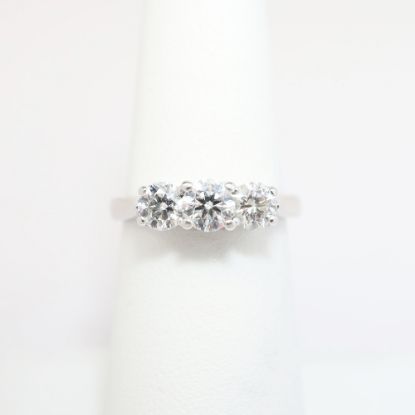 Picture of 18k White Gold & Round Brilliant Cut Triple Diamond Engagement Ring