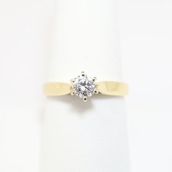 Picture of 14k Yellow Gold & Round Brilliant Cut Diamond Solitaire Engagement Ring