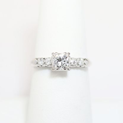 Picture of 14k White Gold, Round Brilliant Cut & Side Stone Accented Diamond Engagement Ring