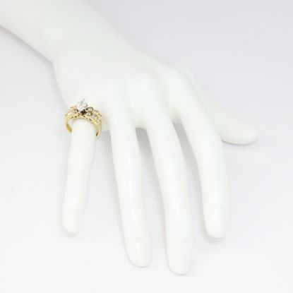 Picture of 14k Yellow Gold, Marquise Brilliant Cut & Diamond Cluster Accented Engagement Ring