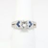 Picture of 14k White Gold & Round Brilliant Cut Engagement Ring with Sapphire & Diamond Cluster Accents