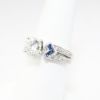 Picture of 14k White Gold & Round Brilliant Cut Engagement Ring with Sapphire & Diamond Cluster Accents