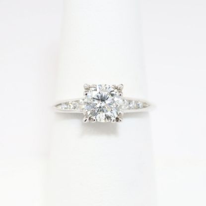 Picture of Platinum, Round Brilliant Cut & Side Stone Accented Engagement Ring