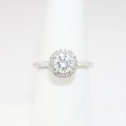 Picture of 18k White Gold & Round Brilliant Cut Diamond Halo Engagement Ring