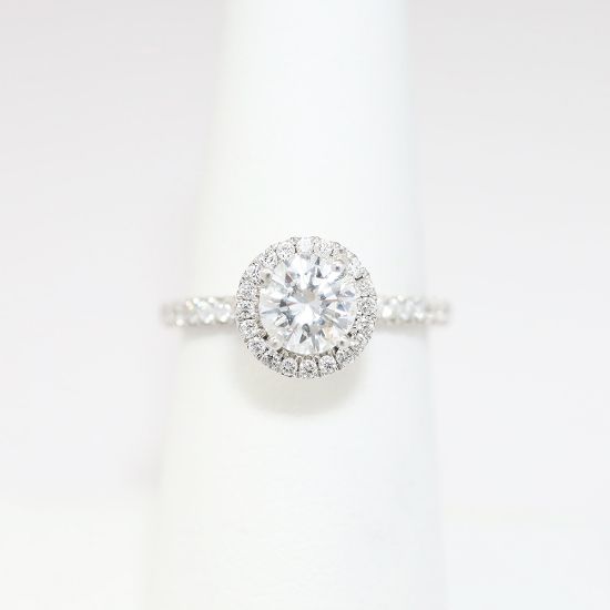 Picture of 18k White Gold & Round Brilliant Cut Diamond Halo Engagement Ring