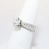 Picture of 14k White Gold, Round Brilliant Cut & Diamond Cluster Accented Engagement Ring