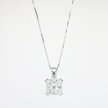Picture of 14k White Gold Diamond Cluster Pendant Necklace